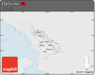 Silver Style Map of Delvinë, single color outside
