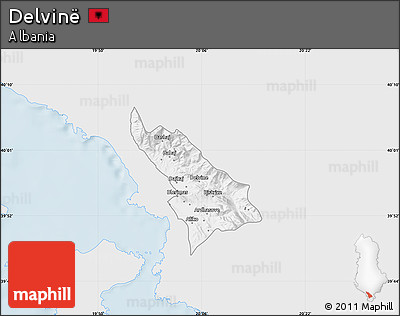 Silver Style Map of Delvinë, single color outside
