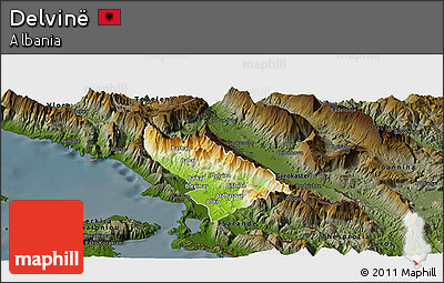 Physical Panoramic Map of Delvinë, darken