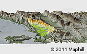 Physical Panoramic Map of Delvinë, darken, semi-desaturated