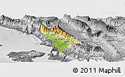 Physical Panoramic Map of Delvinë, desaturated