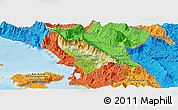 Physical Panoramic Map of Delvinë, political outside