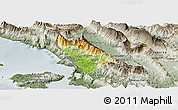 Physical Panoramic Map of Delvinë, semi-desaturated