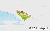 Physical Panoramic Map of Delvinë, single color outside