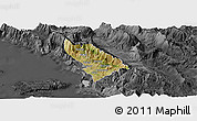 Satellite Panoramic Map of Delvinë, darken, desaturated