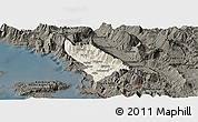 Shaded Relief Panoramic Map of Delvinë, darken