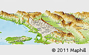 Shaded Relief Panoramic Map of Delvinë, physical outside