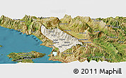 Shaded Relief Panoramic Map of Delvinë, satellite outside