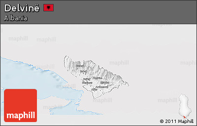 Silver Style Panoramic Map of Delvinë, single color outside