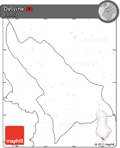 Blank Simple Map of Delvinë, no labels