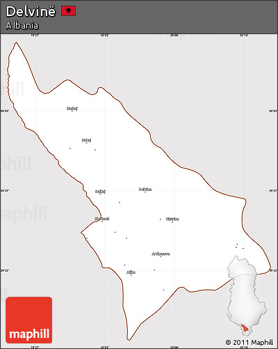 Classic Style Simple Map of Delvinë, cropped outside