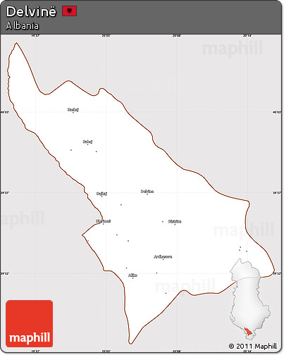 Classic Style Simple Map of Delvinë, cropped outside