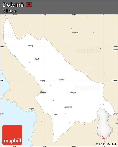 Classic Style Simple Map of Delvinë