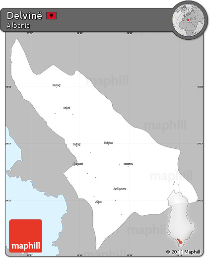 Gray Simple Map of Delvinë, single color outside