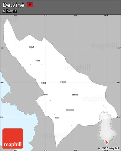 Gray Simple Map of Delvinë, single color outside