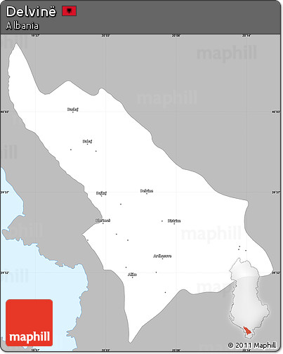Gray Simple Map of Delvinë, single color outside
