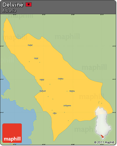 Savanna Style Simple Map of Delvinë, single color outside