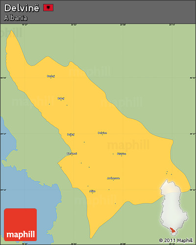 Savanna Style Simple Map of Delvinë, single color outside