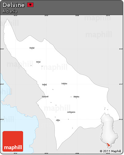 Silver Style Simple Map of Delvinë, single color outside