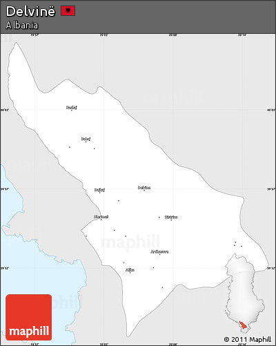 Silver Style Simple Map of Delvinë, single color outside
