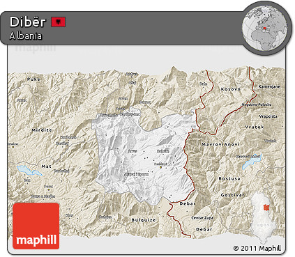 Classic Style 3D Map of Dibër