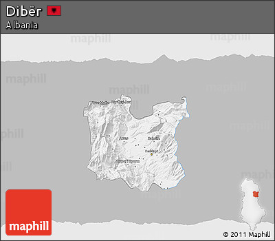 Gray 3D Map of Dibër, single color outside