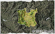 Satellite 3D Map of Dibër, darken, semi-desaturated