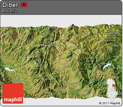 Satellite 3D Map of Dibër