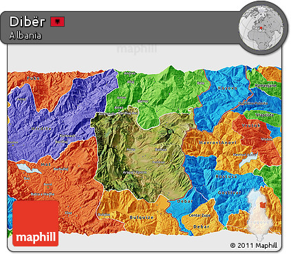 Satellite 3D Map of Dibër, political outside