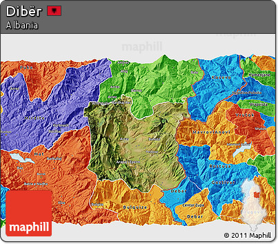 Satellite 3D Map of Dibër, political outside