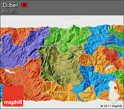 Satellite 3D Map of Dibër, political outside