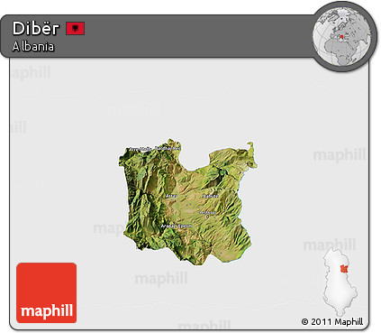 Satellite 3D Map of Dibër, single color outside