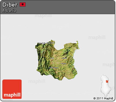 Satellite 3D Map of Dibër, single color outside