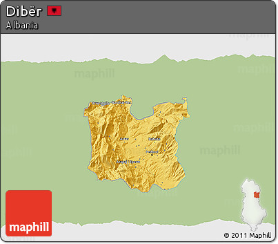 Savanna Style 3D Map of Dibër, single color outside