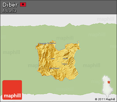 Savanna Style 3D Map of Dibër, single color outside