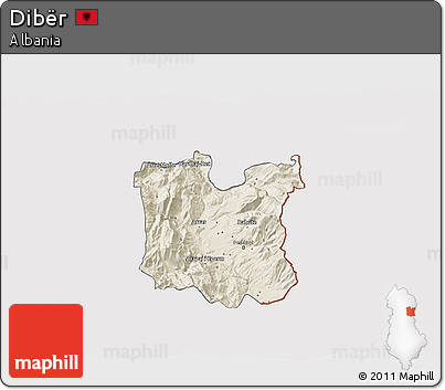 Shaded Relief 3D Map of Dibër, cropped outside