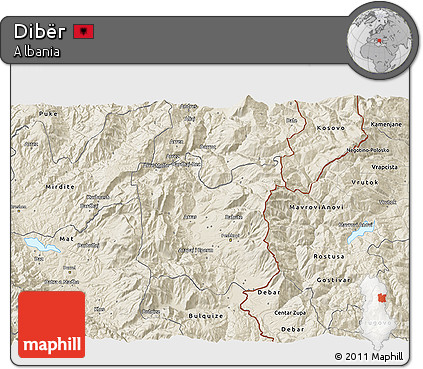 Shaded Relief 3D Map of Dibër