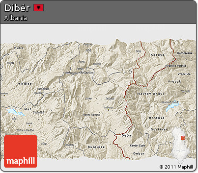 Shaded Relief 3D Map of Dibër
