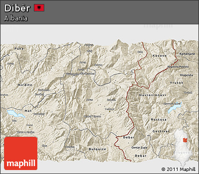 Shaded Relief 3D Map of Dibër