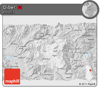 Silver Style 3D Map of Dibër