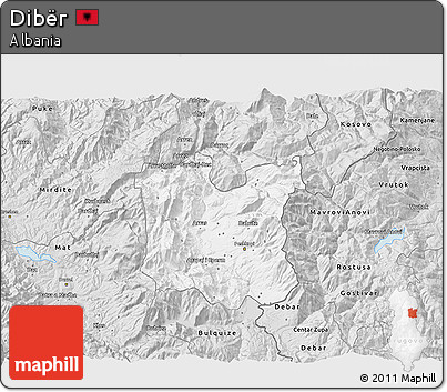 Silver Style 3D Map of Dibër