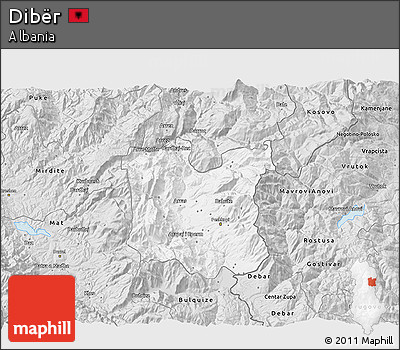Silver Style 3D Map of Dibër