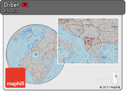 Gray Location Map of Dibër, hill shading