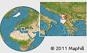 Satellite Location Map of Dibër, highlighted country, within the entire country