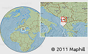 Savanna Style Location Map of Dibër, highlighted country, hill shading