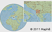 Savanna Style Location Map of Dibër, hill shading