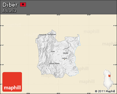 Classic Style Map of Dibër, single color outside