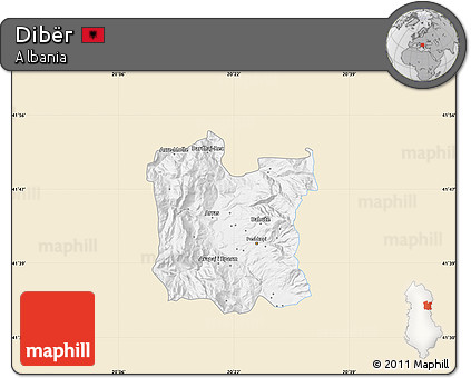 Classic Style Map of Dibër, single color outside