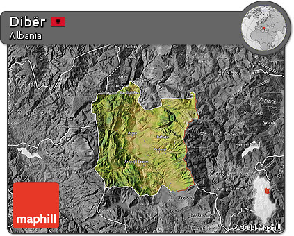 Satellite Map of Dibër, desaturated