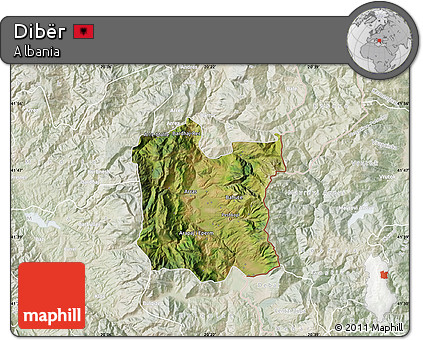 Satellite Map of Dibër, lighten